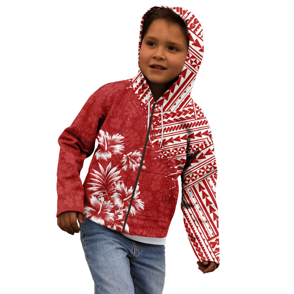 Hawaii Summer Kid Hoodie Mix Polynesian Red LT6 - Wonder Print Shop