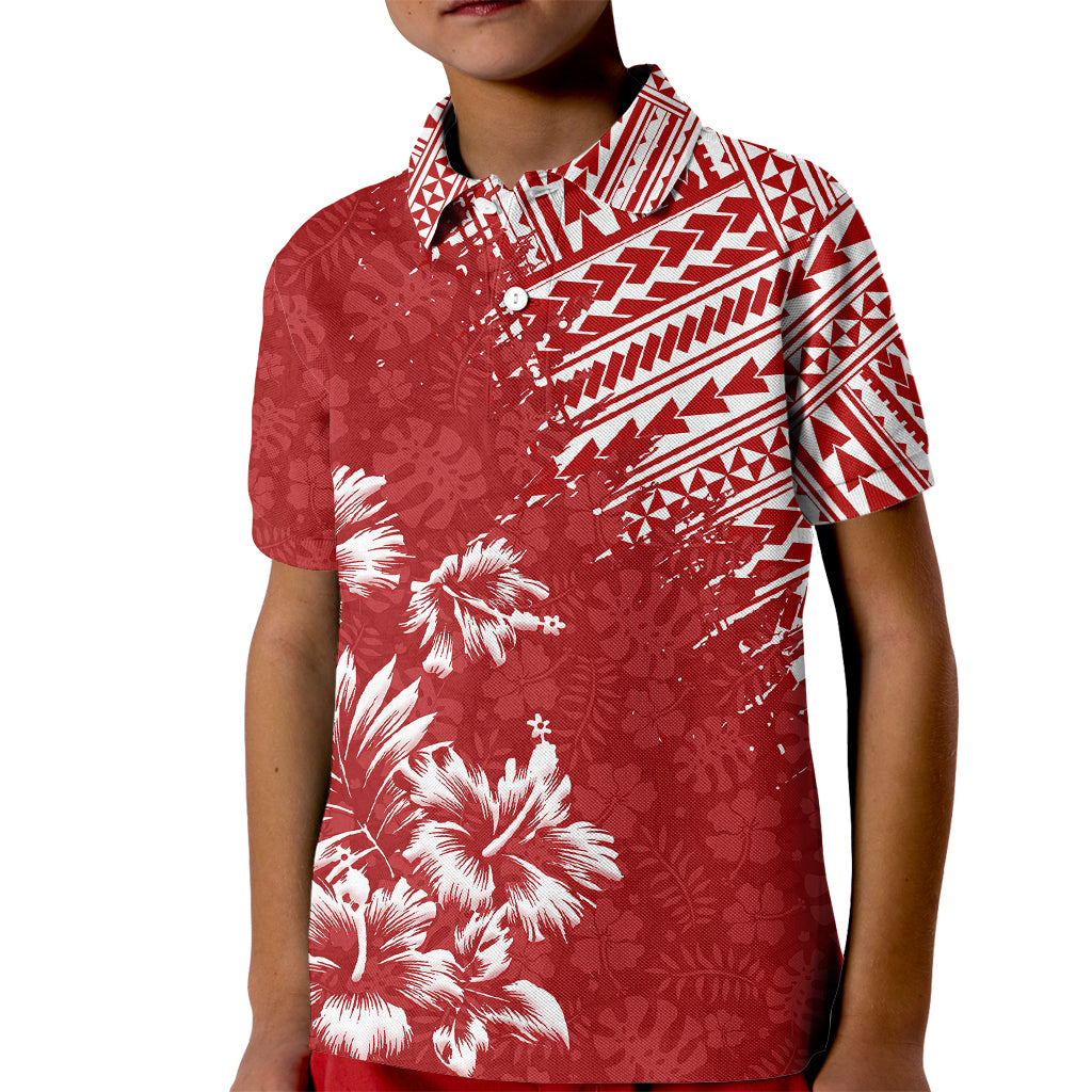 Hawaii Summer Kid Polo Shirt Mix Polynesian Red LT6 - Wonder Print Shop