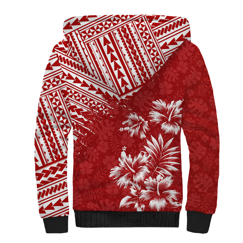 Hawaii Summer Sherpa Hoodie Mix Polynesian Red LT6 - Wonder Print Shop