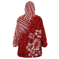 Hawaii Summer Wearable Blanket Hoodie Mix Polynesian Red LT6 - Wonder Print Shop