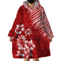 Hawaii Summer Wearable Blanket Hoodie Mix Polynesian Red LT6 - Wonder Print Shop