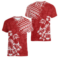 Hawaii Summer Women V Neck T Shirt Mix Polynesian Red LT6 - Wonder Print Shop