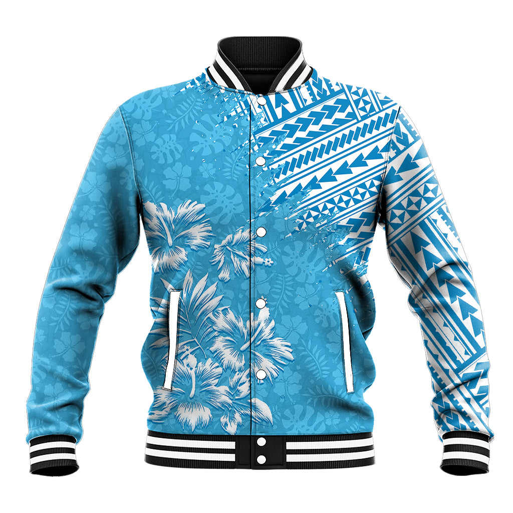 Hawaii Summer Baseball Jacket Mix Polynesian Light Blue LT6 - Wonder Print Shop