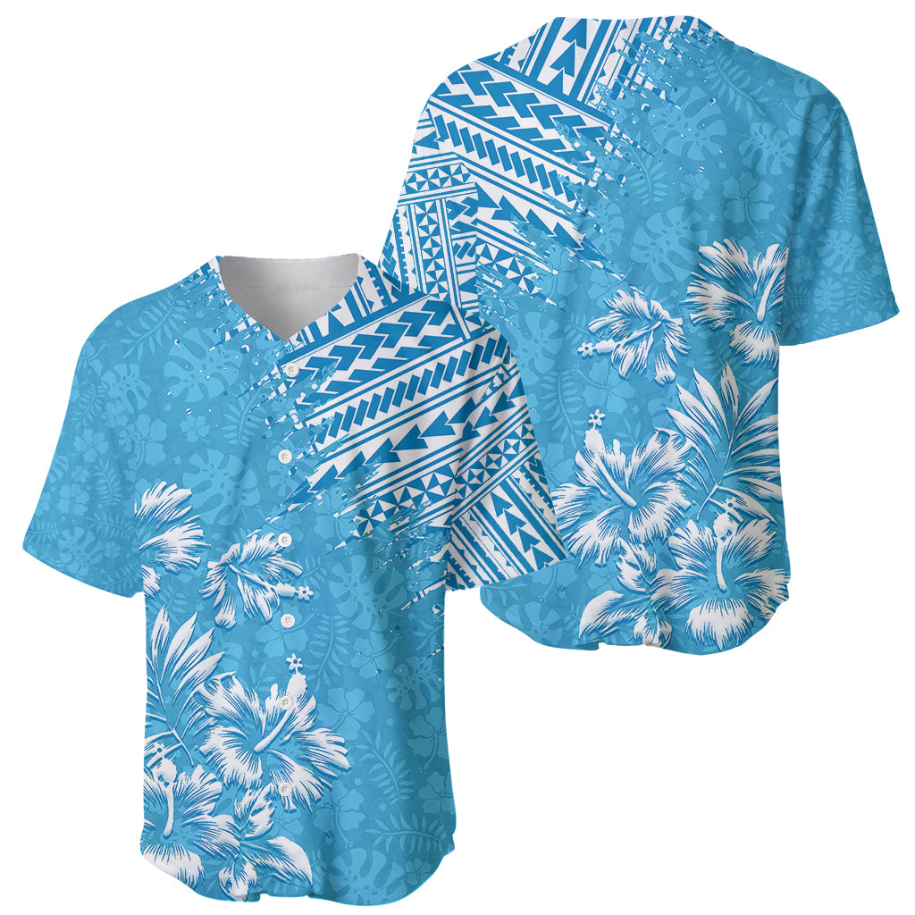 Hawaii Summer Baseball Jersey Mix Polynesian Light Blue LT6 - Wonder Print Shop