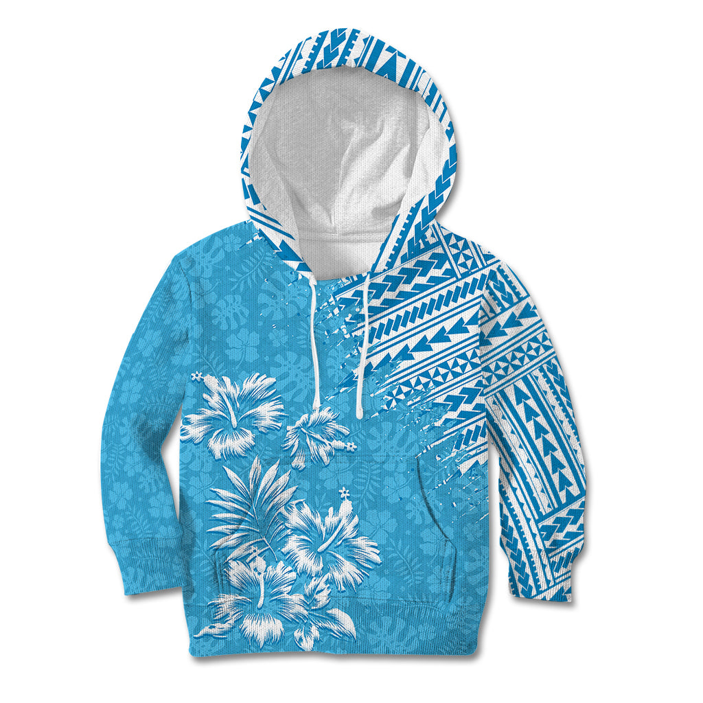 Hawaii Summer Kid Hoodie Mix Polynesian Light Blue LT6 - Wonder Print Shop
