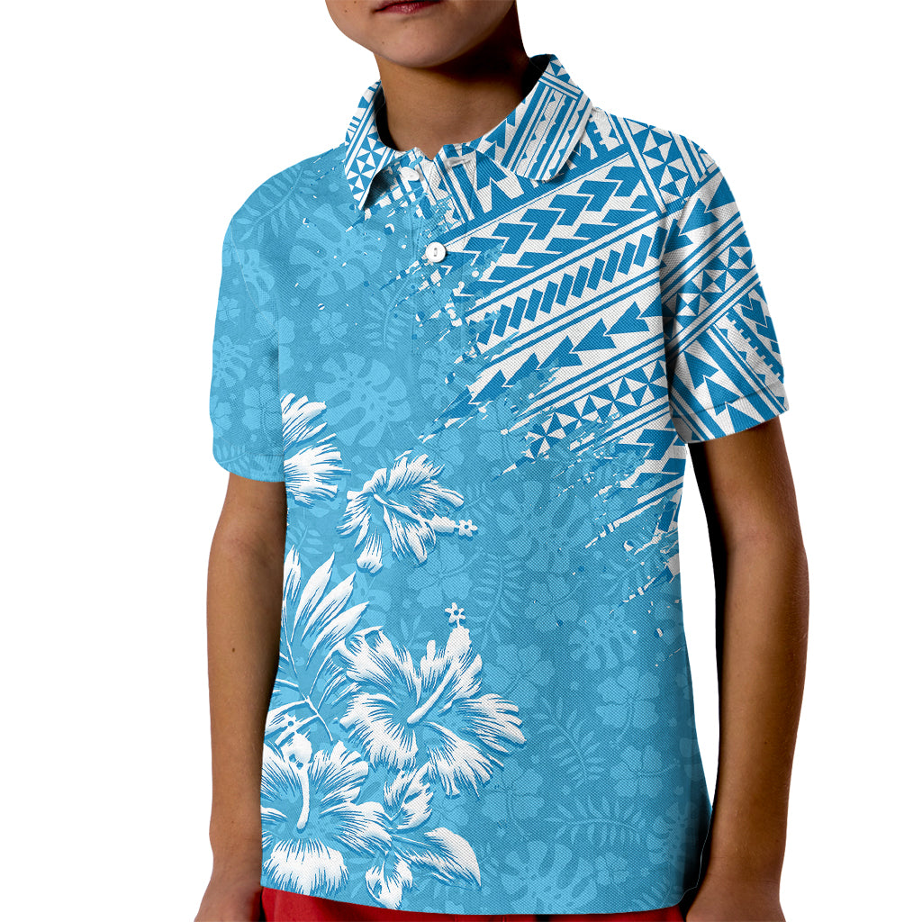 Hawaii Summer Kid Polo Shirt Mix Polynesian Light Blue LT6 - Wonder Print Shop