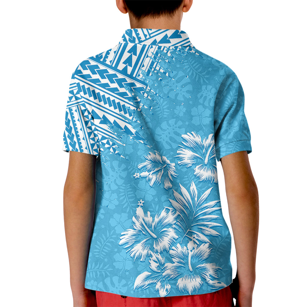 Hawaii Summer Kid Polo Shirt Mix Polynesian Light Blue LT6 - Wonder Print Shop