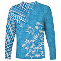 Hawaii Summer Long Sleeve Shirt Mix Polynesian Light Blue LT6 - Wonder Print Shop