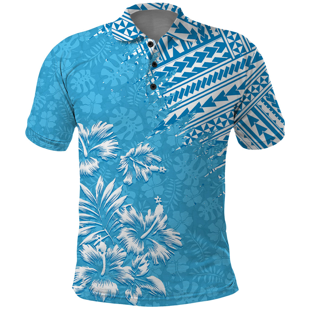 Hawaii Summer Polo Shirt Mix Polynesian Light Blue LT6 - Wonder Print Shop