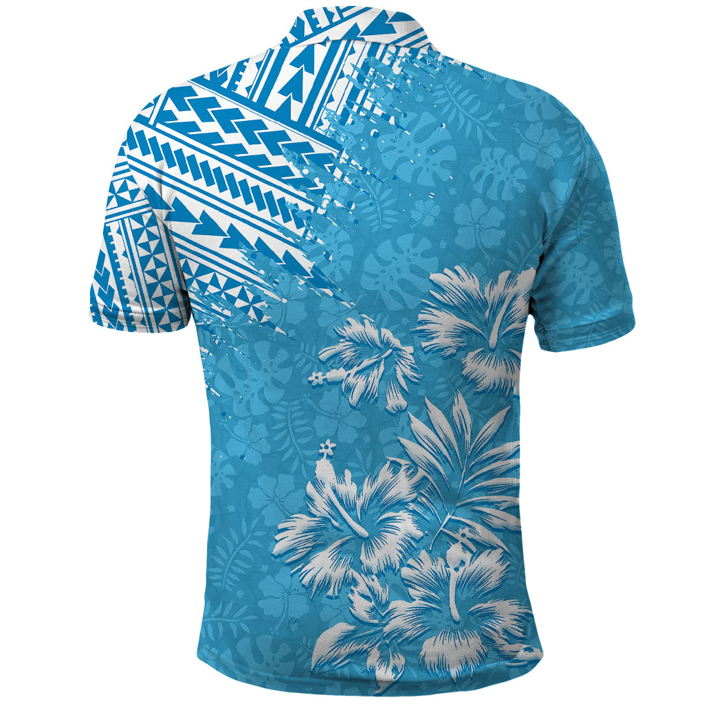 Hawaii Summer Polo Shirt Mix Polynesian Light Blue LT6 - Wonder Print Shop