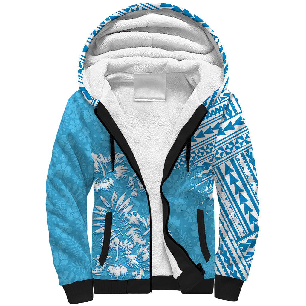 Hawaii Summer Sherpa Hoodie Mix Polynesian Light Blue LT6 - Wonder Print Shop