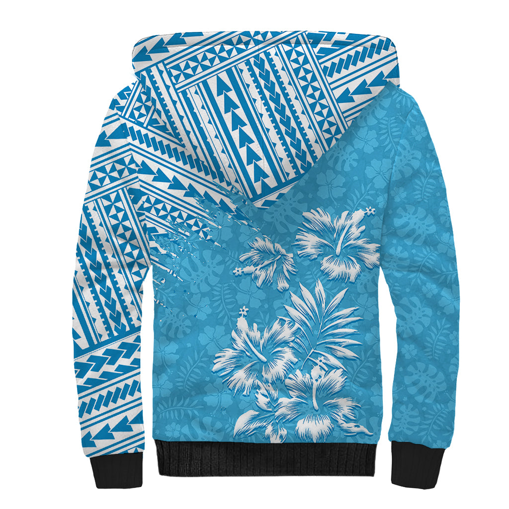 Hawaii Summer Sherpa Hoodie Mix Polynesian Light Blue LT6 - Wonder Print Shop