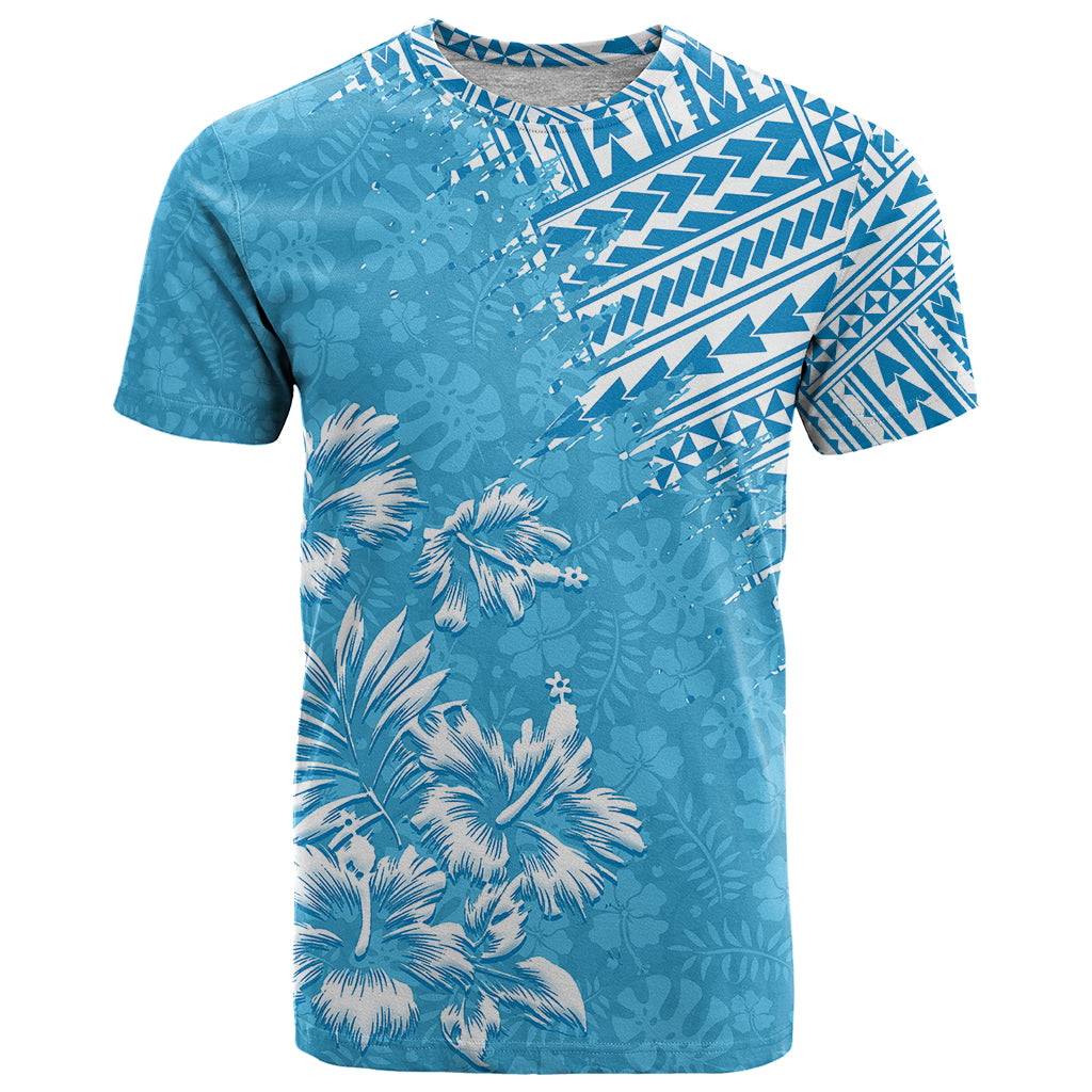 Hawaii Summer T Shirt Mix Polynesian Light Blue LT6 - Wonder Print Shop