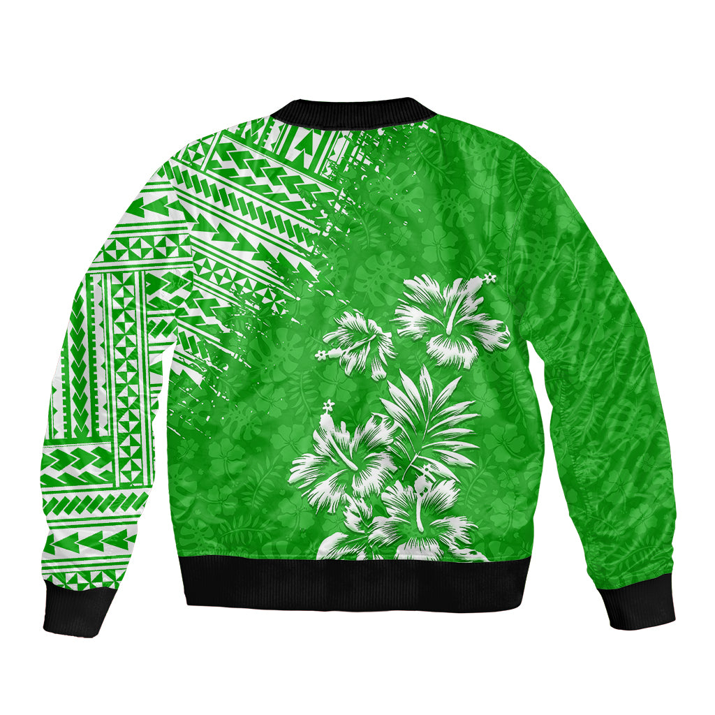 Hawaii Summer Bomber Jacket Mix Polynesian Green LT6 - Wonder Print Shop