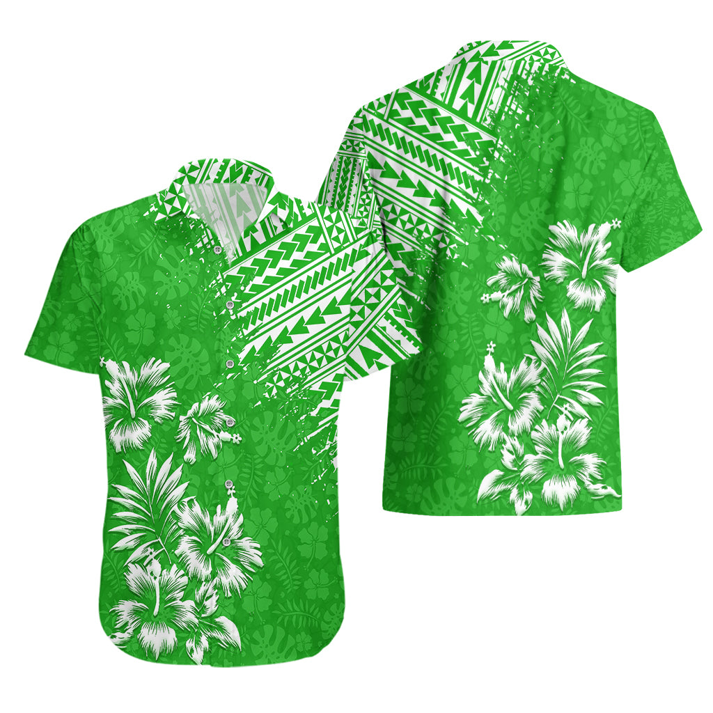 Hawaii Summer Hawaiian Shirt Mix Polynesian Green LT6 - Wonder Print Shop