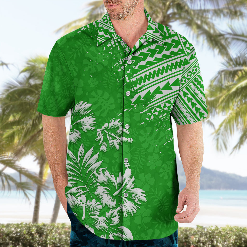 Hawaii Summer Hawaiian Shirt Mix Polynesian Green LT6 - Wonder Print Shop