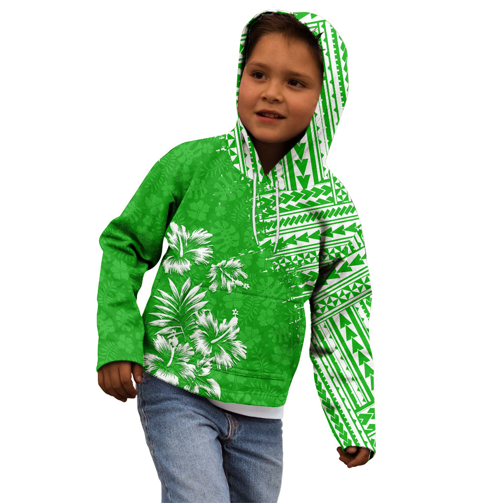 Hawaii Summer Kid Hoodie Mix Polynesian Green LT6 - Wonder Print Shop