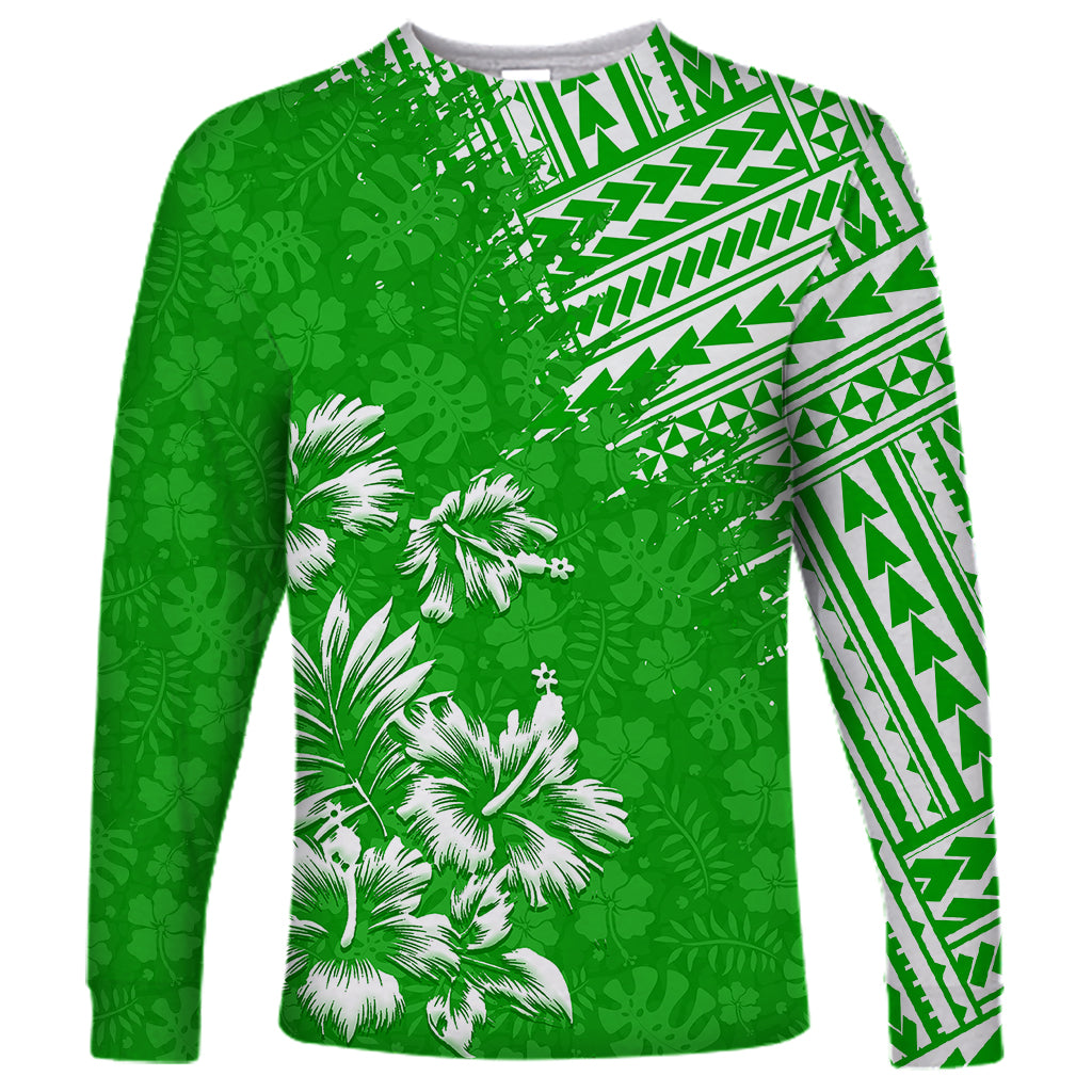 Hawaii Summer Long Sleeve Shirt Mix Polynesian Green LT6 - Wonder Print Shop