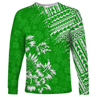Hawaii Summer Long Sleeve Shirt Mix Polynesian Green LT6 - Wonder Print Shop