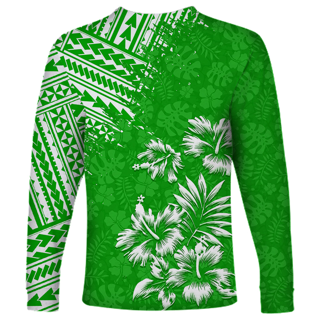 Hawaii Summer Long Sleeve Shirt Mix Polynesian Green LT6 - Wonder Print Shop