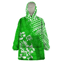 Hawaii Summer Wearable Blanket Hoodie Mix Polynesian Green LT6 - Wonder Print Shop