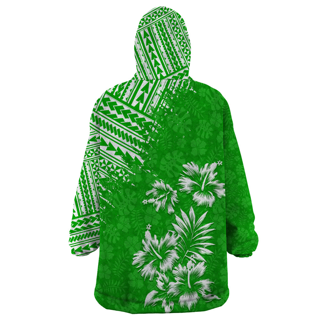 Hawaii Summer Wearable Blanket Hoodie Mix Polynesian Green LT6 - Wonder Print Shop