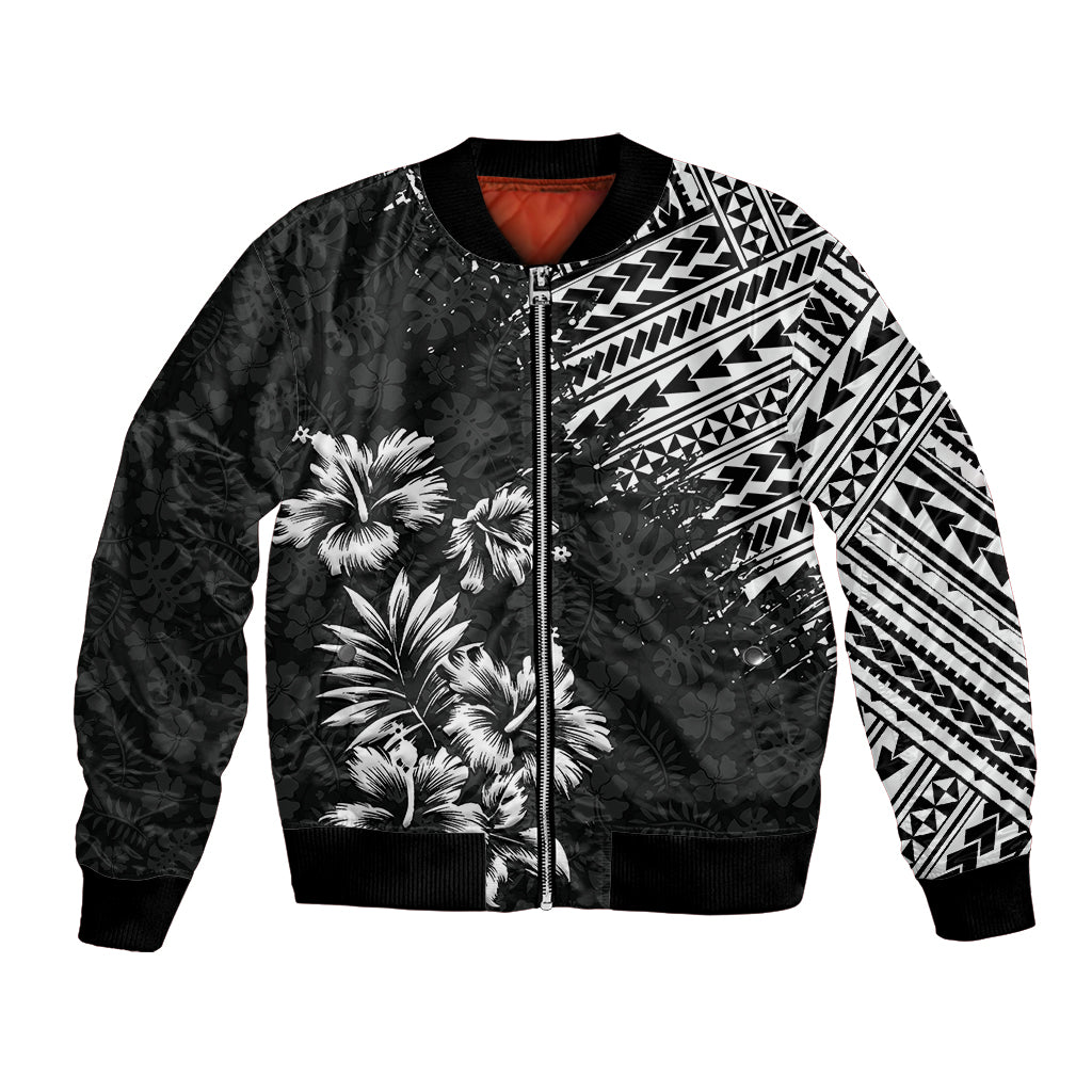 Hawaii Summer Bomber Jacket Mix Polynesian Black LT6 - Wonder Print Shop