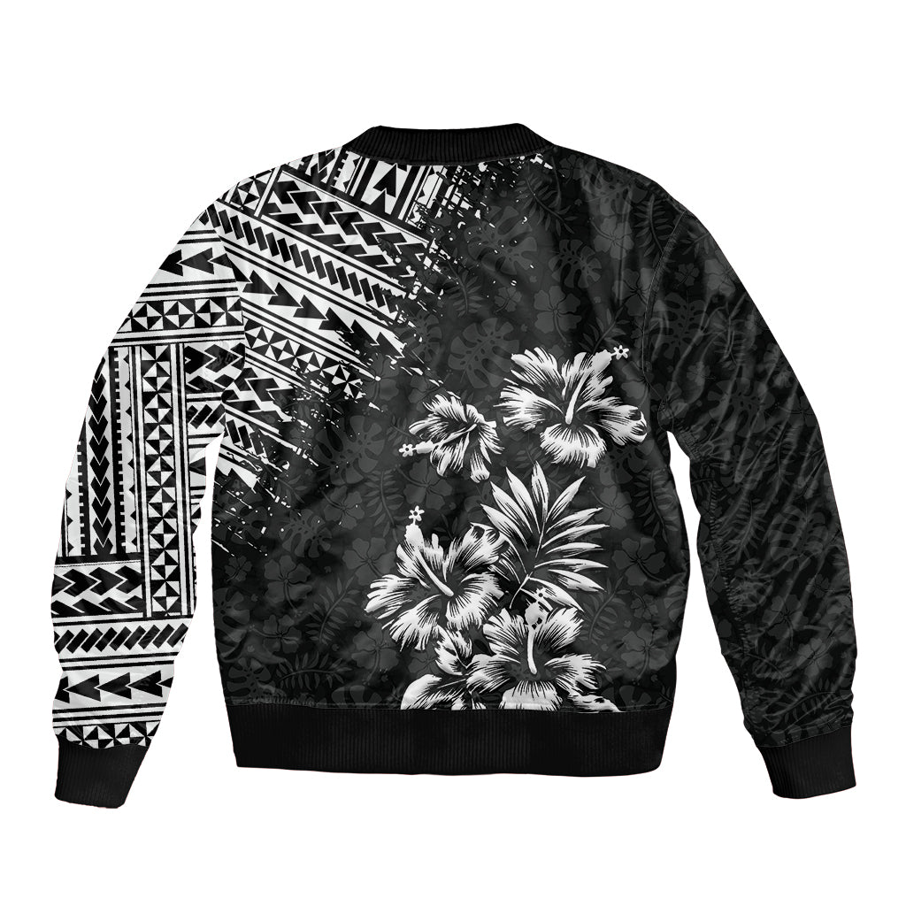 Hawaii Summer Bomber Jacket Mix Polynesian Black LT6 - Wonder Print Shop