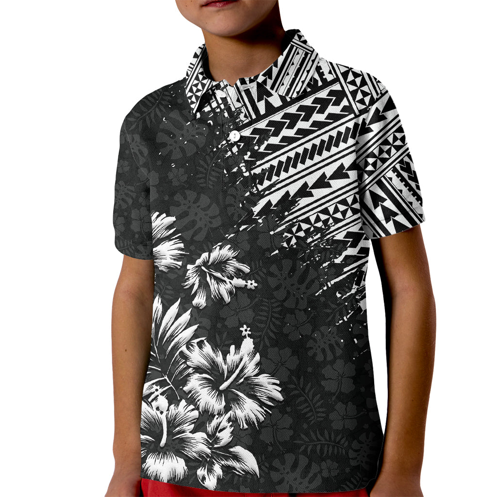 Hawaii Summer Kid Polo Shirt Mix Polynesian Black LT6 - Wonder Print Shop