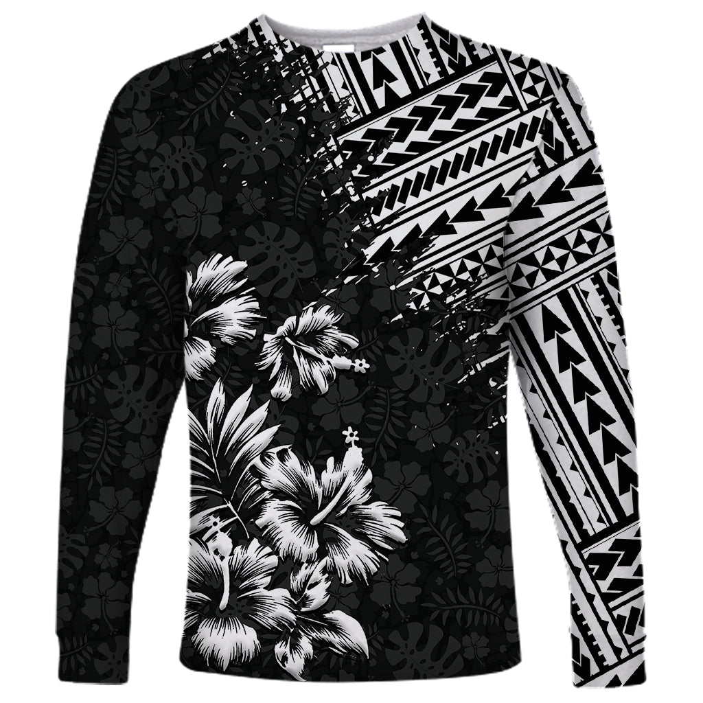 Hawaii Summer Long Sleeve Shirt Mix Polynesian Black LT6 - Wonder Print Shop
