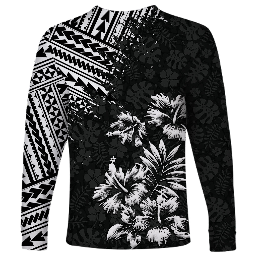 Hawaii Summer Long Sleeve Shirt Mix Polynesian Black LT6 - Wonder Print Shop
