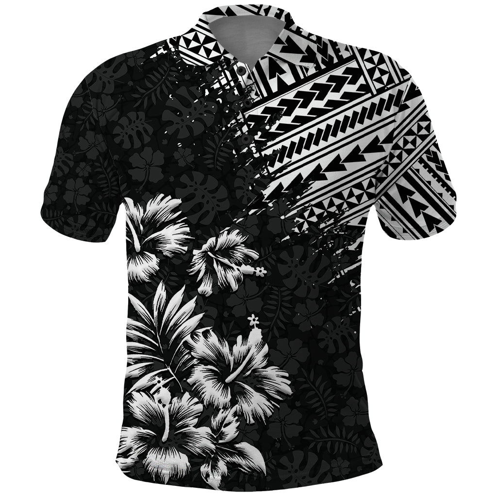 Hawaii Summer Polo Shirt Mix Polynesian Black LT6 - Wonder Print Shop