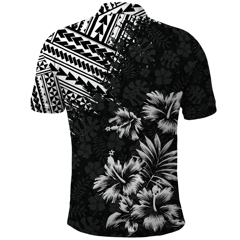 Hawaii Summer Polo Shirt Mix Polynesian Black LT6 - Wonder Print Shop