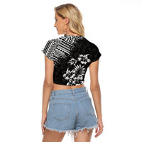 Hawaii Summer Raglan Cropped T Shirt Mix Polynesian Black LT6 - Wonder Print Shop