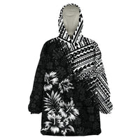 Hawaii Summer Wearable Blanket Hoodie Mix Polynesian Black LT6 - Wonder Print Shop