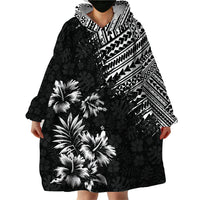 Hawaii Summer Wearable Blanket Hoodie Mix Polynesian Black LT6 - Wonder Print Shop