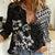 Hawaii Summer Women Casual Shirt Mix Polynesian Black LT6 - Wonder Print Shop
