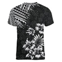 Hawaii Summer Women V Neck T Shirt Mix Polynesian Black LT6 - Wonder Print Shop