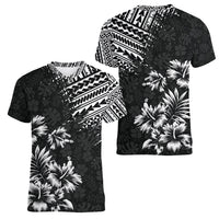 Hawaii Summer Women V Neck T Shirt Mix Polynesian Black LT6 - Wonder Print Shop