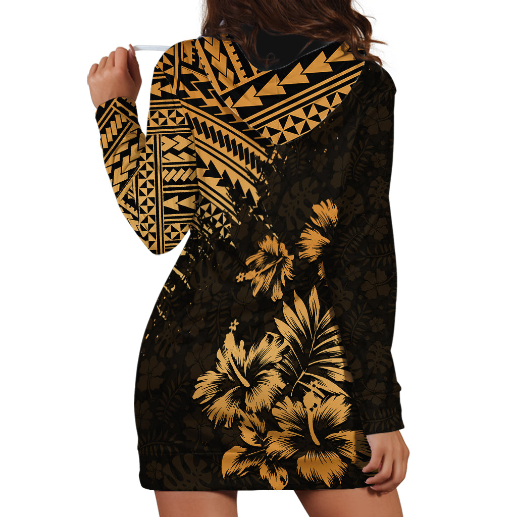 Hawaii Summer Hoodie Dress Mix Polynesian Gold LT6 - Wonder Print Shop