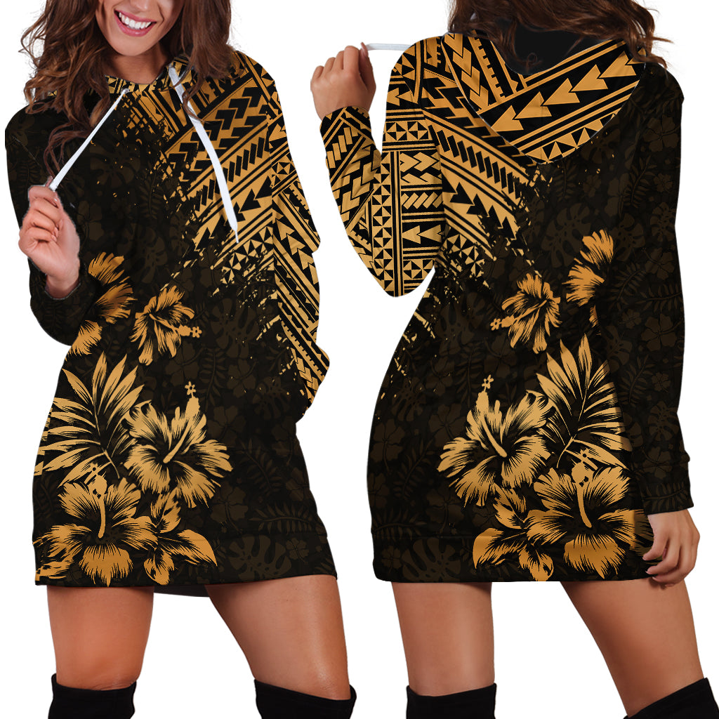 Hawaii Summer Hoodie Dress Mix Polynesian Gold LT6 - Wonder Print Shop