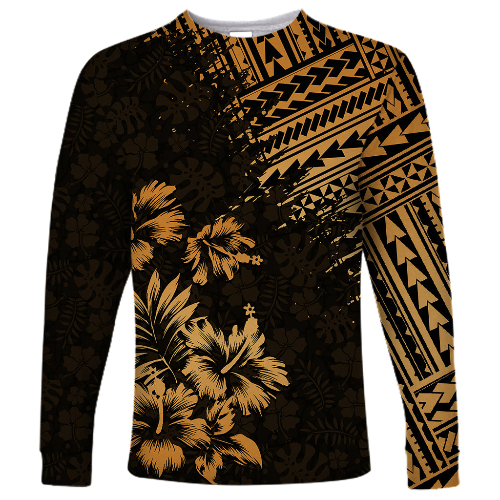 Hawaii Summer Long Sleeve Shirt Mix Polynesian Gold LT6 - Wonder Print Shop