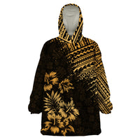 Hawaii Summer Wearable Blanket Hoodie Mix Polynesian Gold LT6 - Wonder Print Shop