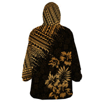 Hawaii Summer Wearable Blanket Hoodie Mix Polynesian Gold LT6 - Wonder Print Shop