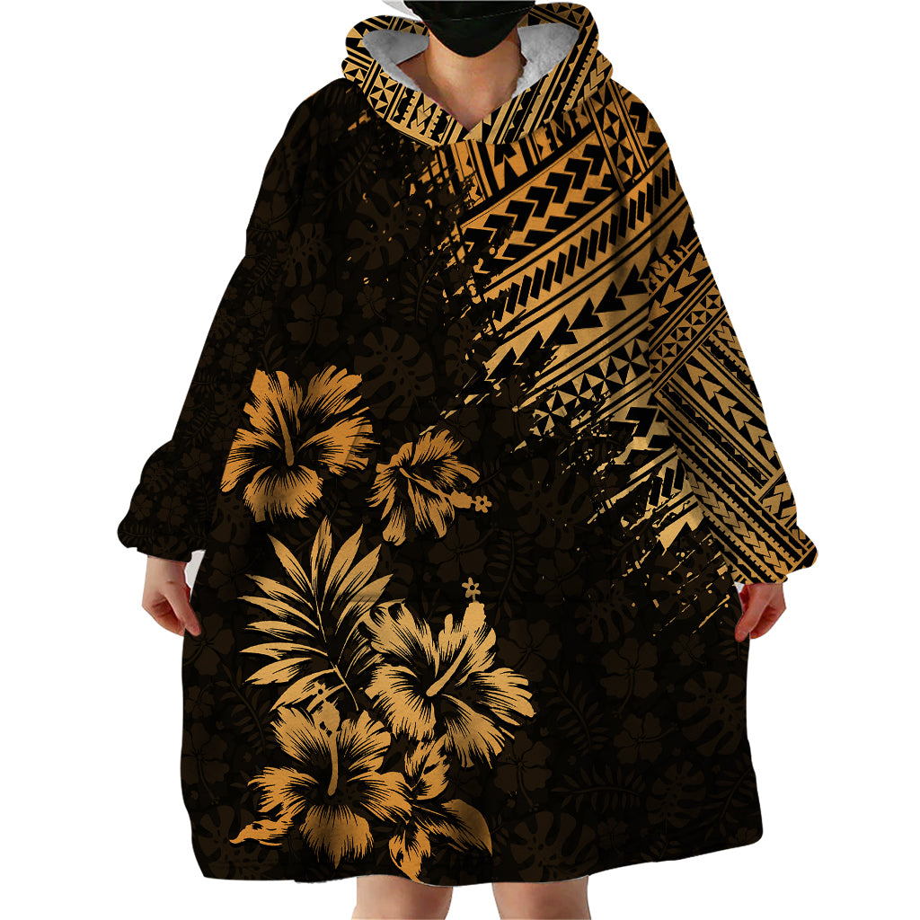 Hawaii Summer Wearable Blanket Hoodie Mix Polynesian Gold LT6 - Wonder Print Shop
