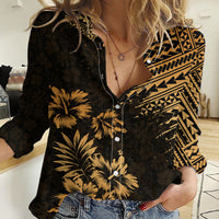 Hawaii Summer Women Casual Shirt Mix Polynesian Gold LT6 - Wonder Print Shop