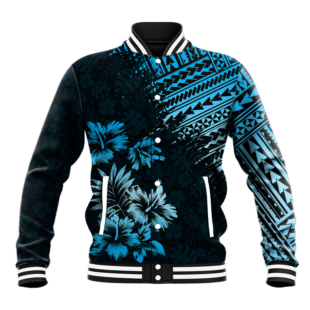 Hawaii Summer Baseball Jacket Mix Polynesian Black-Blue LT6 - Wonder Print Shop