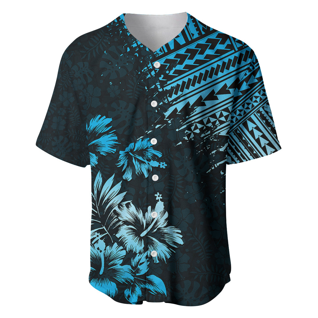 Hawaii Summer Baseball Jersey Mix Polynesian Black-Blue LT6 - Wonder Print Shop