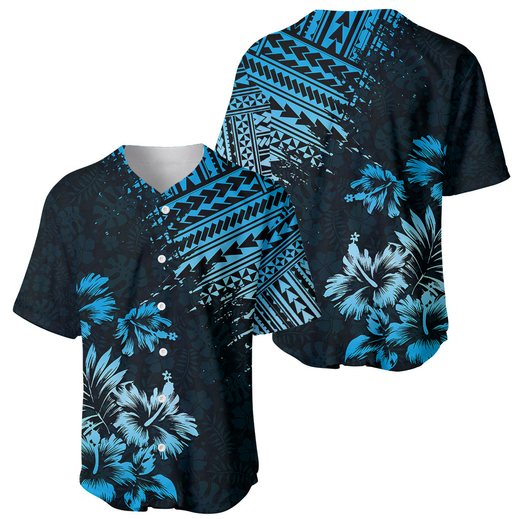 Hawaii Summer Baseball Jersey Mix Polynesian Black-Blue LT6 - Wonder Print Shop