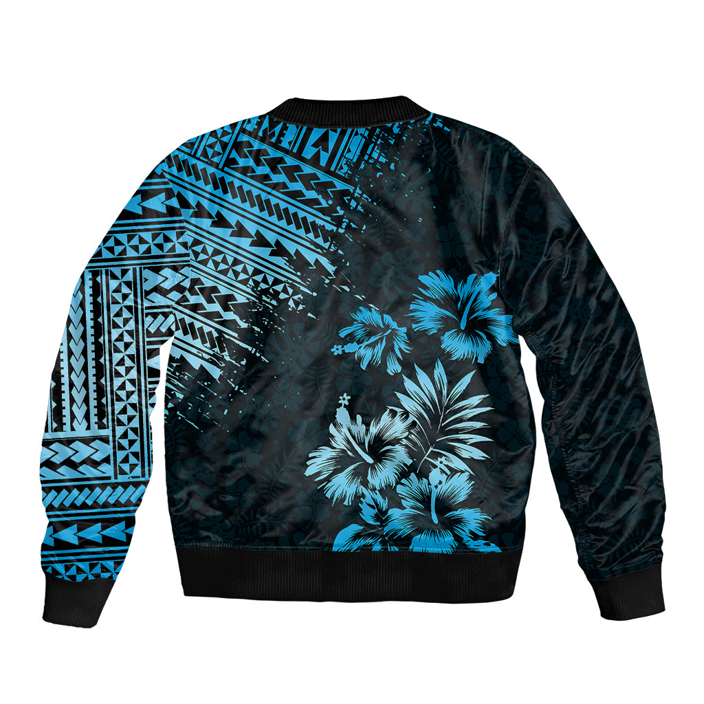 Hawaii Summer Bomber Jacket Mix Polynesian Black-Blue LT6 - Wonder Print Shop